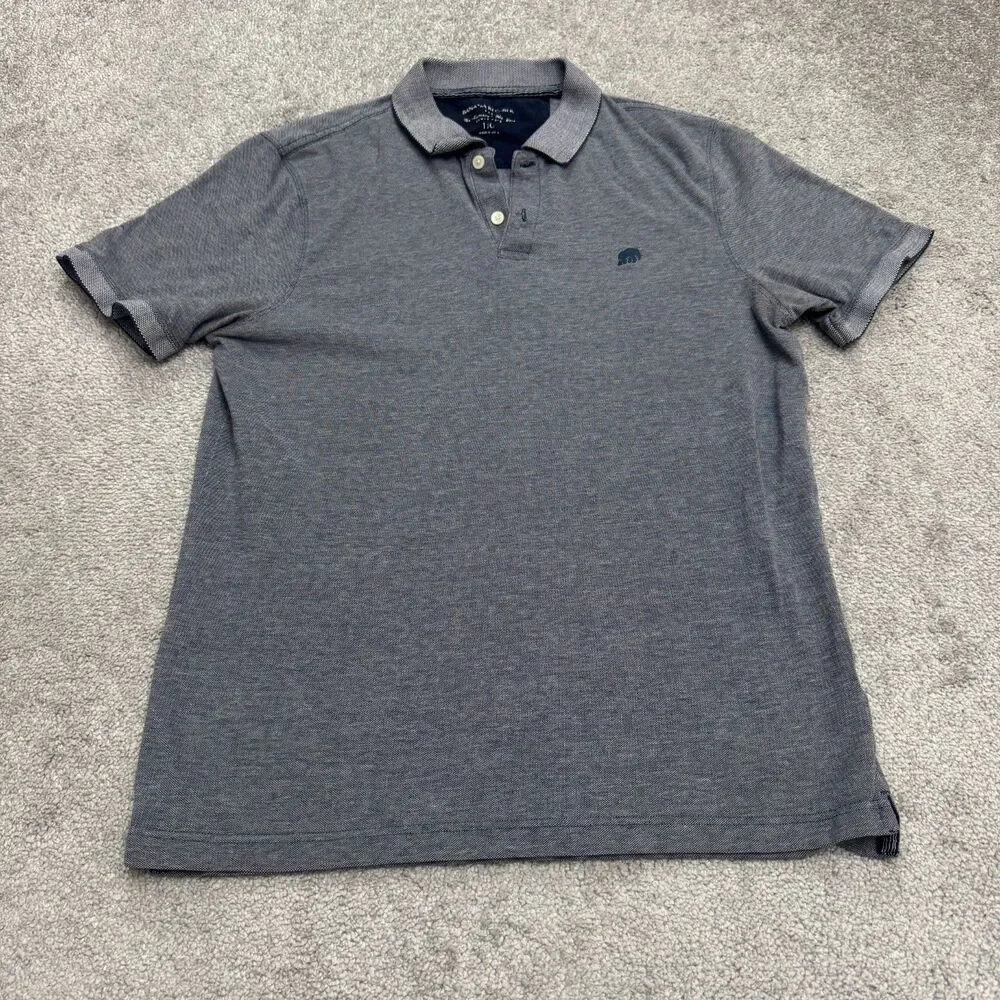 Banana Republic Polo Shirt Mens Large Preppy Navy Short Sleeve Bear Logo Cotton